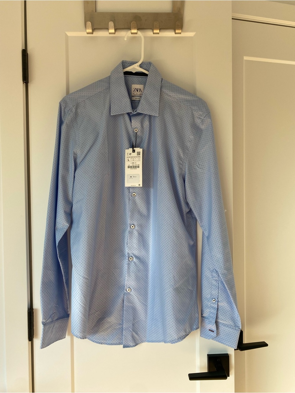 Zara Light Blue Micro-Pattern Dress Shirt